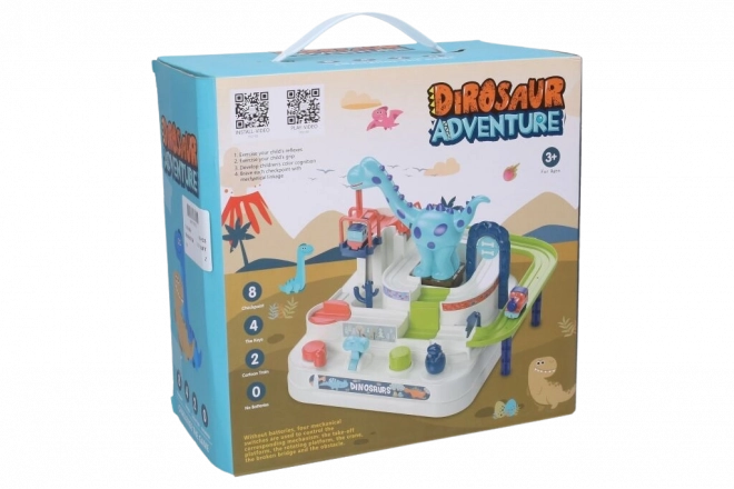 Multifunktionel forhindringsbane med dinosaur og tog
