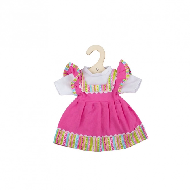 Bigjigs Toys Roza kjole med stribet kant til dukke – 28 cm