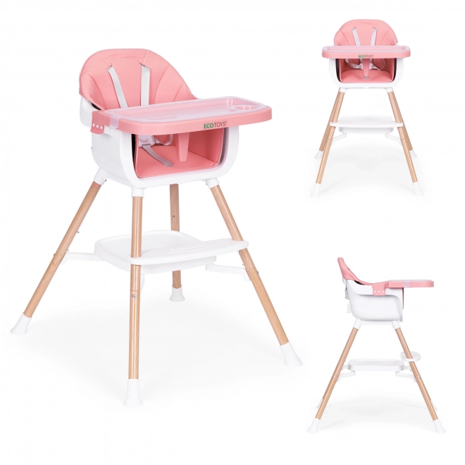 Børnemadestol 2i1 lyserød ECOTOYS