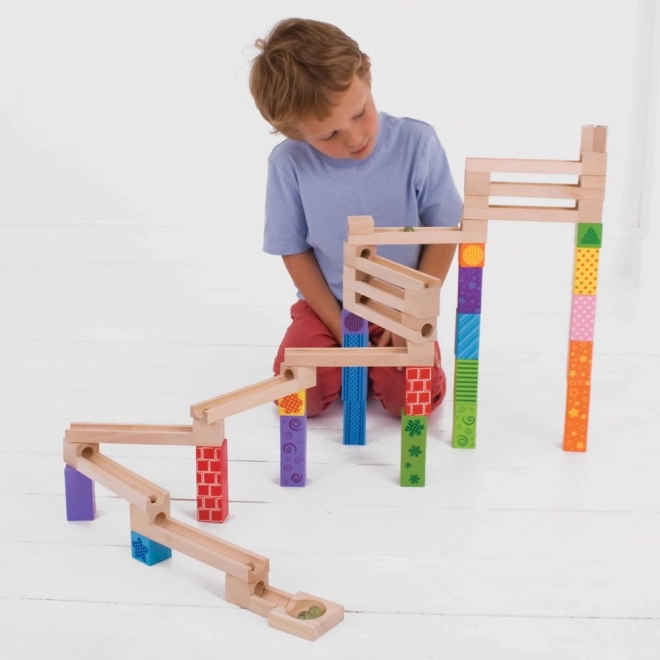 Bigjigs Toys Træ kuglebane farverig