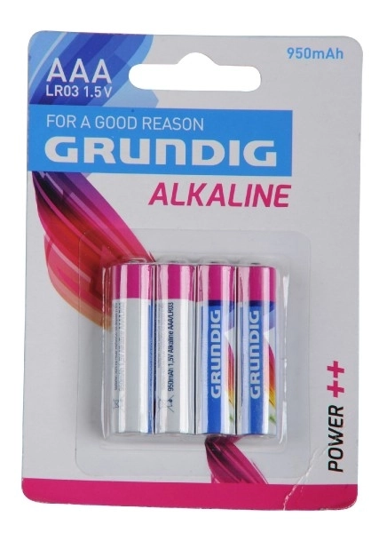Batterier Grundig LR03/AAA 1,5 V alkaline 4 stk på kort