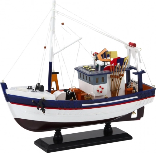 Dekorativ model af fiskerbåd med udstyr 37x34 cm