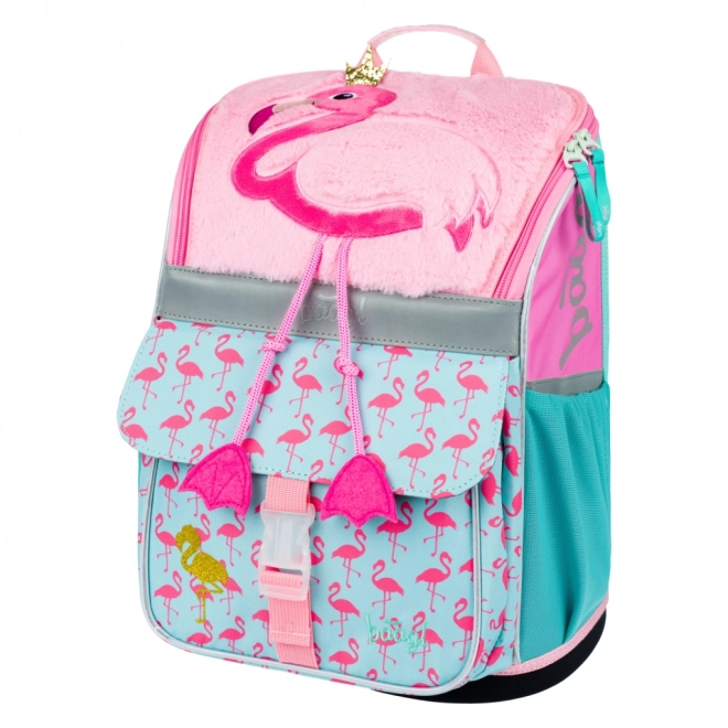 Skolerygsæk med flamingo motiv