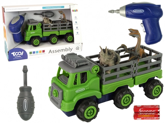Transportlastbil med dinosaurer