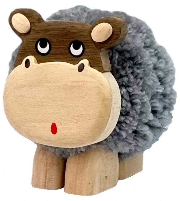 Træfigur XL Flodhest med Pompon