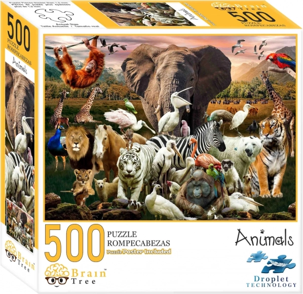 Puzzle Brain Tree dyr 500 brikker med plakat