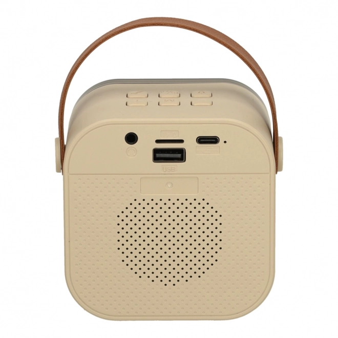Karaoke sæt 2 mikrofoner + bærbar højttaler BLUETOOTH USB LED beige farve