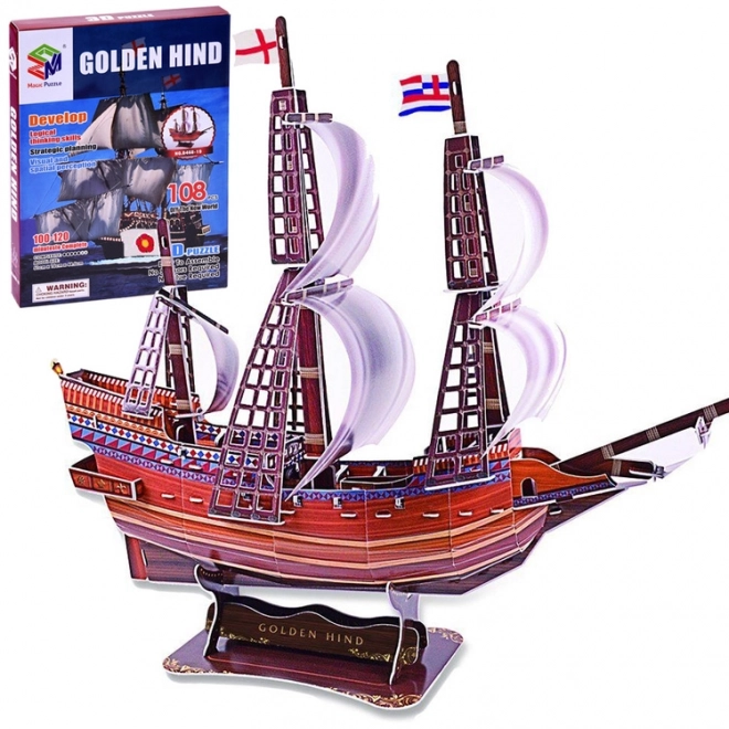 3D puslespil skib Golden Hind