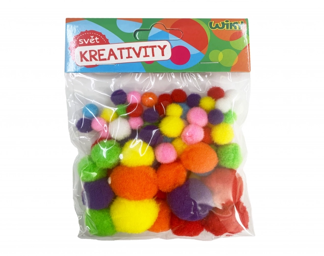 Pom pom mix størrelser, 80 stk