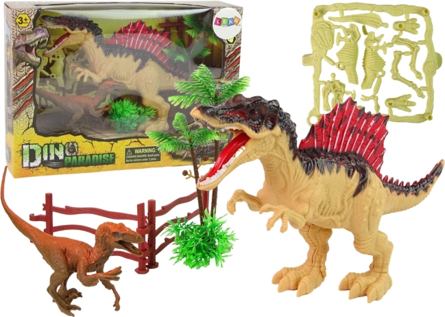 Stor dinosaursæt DINO PARADISE med spinosaur, compsognathus og skelet