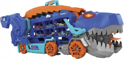 Hot Wheels T-Rex Mega Transporter – dinosaurbærer og racerbane