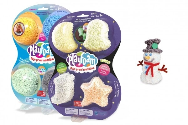 Kuglemodellervoks PlayFoam - Sæt 1+1 med 4 farvede og 4 lysende modeller