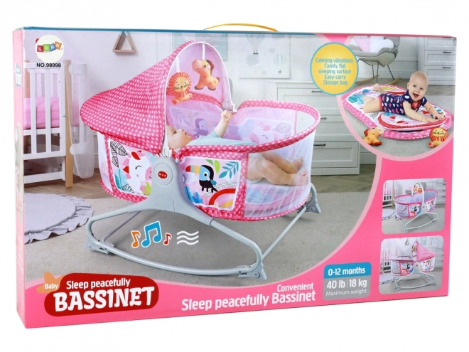 Multifunktionel Baby Seng med Vugge 2i1 i Pink Farve