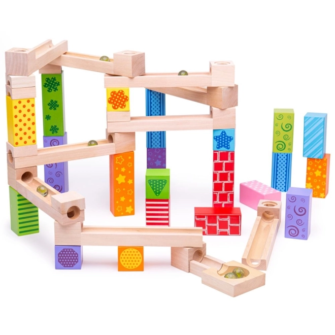 Bigjigs Toys Træ kuglebane farverig