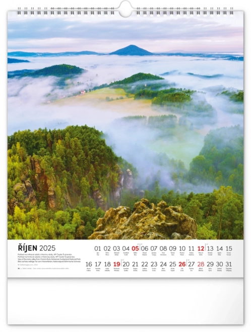 NOTIQUE Vægkalender Tjekkiet 2025, 30 x 34 cm