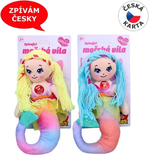 Tekstildukke havfrue med lyd 38 cm