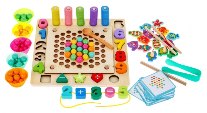 Træ sæt læringsspil 6i1 for børn 3+ Sorter fiskeri læring af tal