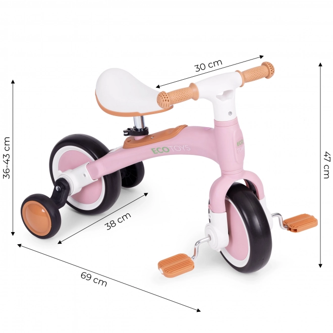 Balanceløbecykel med pedaler - træningshjul 3-i-1 ECOTOYS