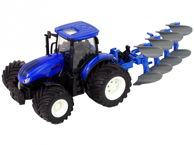 Fjernstyret traktor 1:24 Blå metalplov