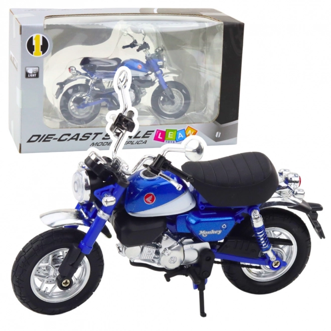 Retro motorcykel i metal, blå 1:12