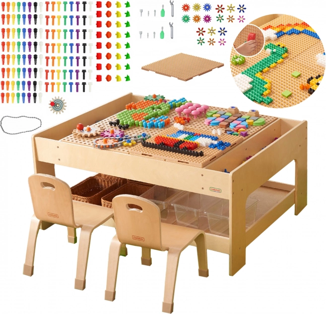 Masterkidz træ-uddannelsesbord med tilbehør STEM Wall