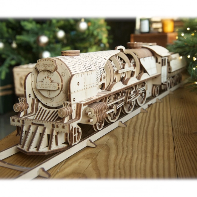 Ugears 3D puslespil - Lokomotiv V-express med vogn 538 dele