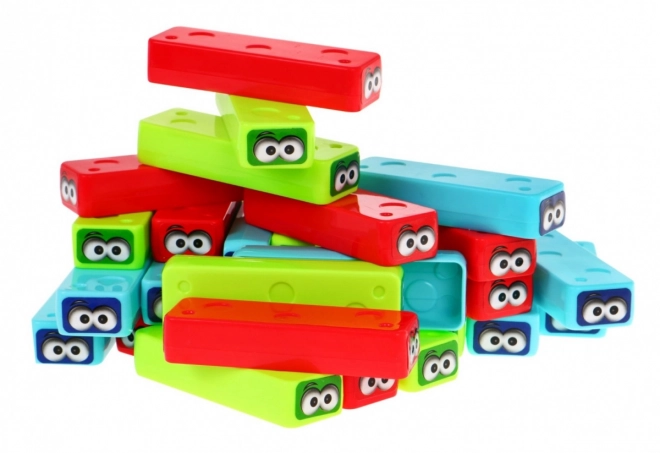Mini Arcade Spil Jenga til børn 3+ Byggetårn + 30 farverige klodser + terninger
