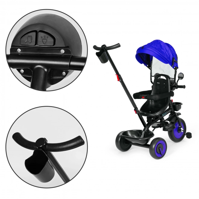 3i1 børnetrehjulet cykel med drejeligt sæde, baldakin, blå, ECOTOYS