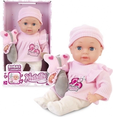 Dukke NATALIA baby 33 cm med legetøj