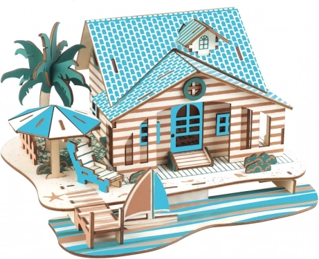 Woodcraft træ 3D-puslespil Villa på Bali