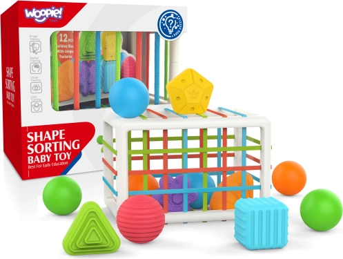 Woopie Baby elastisk sensorisk kube sorter til børn farvede former