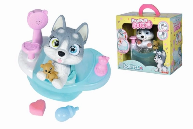 Hvalpe Husky Pamper Petz i badekar