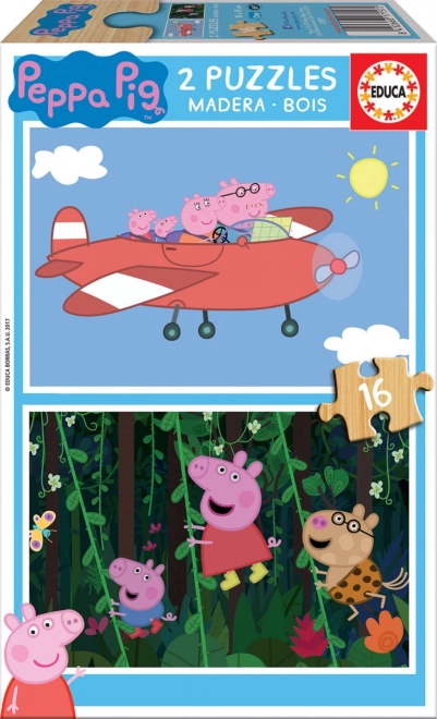 Træpuslespil PEPPA GRIS 2×16 brikker