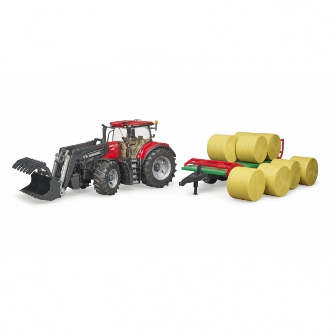 Bruder Traktor Case IH Optum 300 CVX med frontlæsser og balletransportør