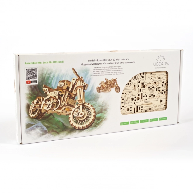 Ugears 3D puslespil Motorcykel med sidevogn 380 stykker