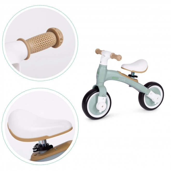 Balanceløbecykel med pedaler - træningshjul 3-i-1 ECOTOYS – Grøn