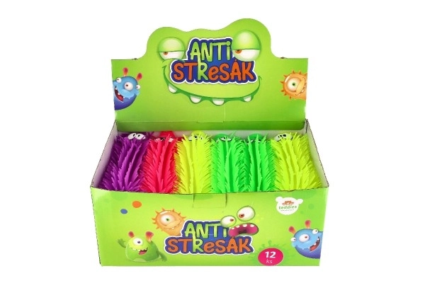 Antistress silikone larve 30cm med batteri og lys i 4 farver i pose 12 stk i kasse