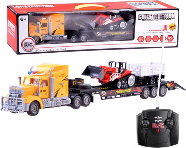 RC-trækker med lavt lad og traktor med påhængsvogn – Rc0208