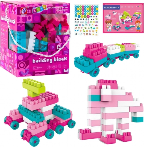 Rummelige byggesten pastelrosa – 150 dele