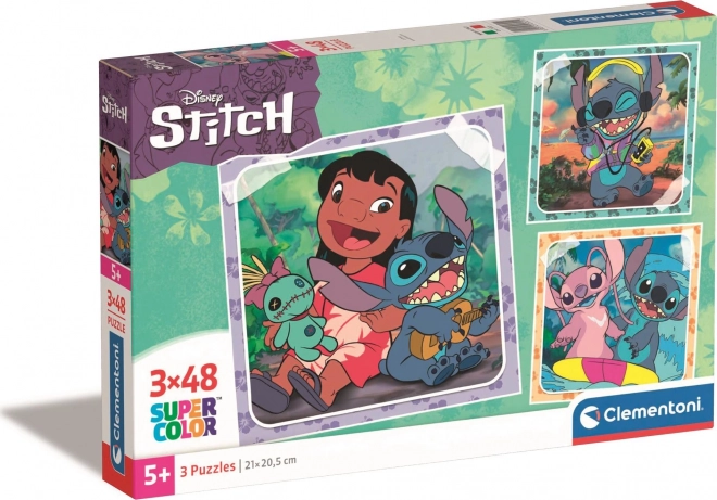 CLEMENTONI Puslespil Stitch 3x48 brikker