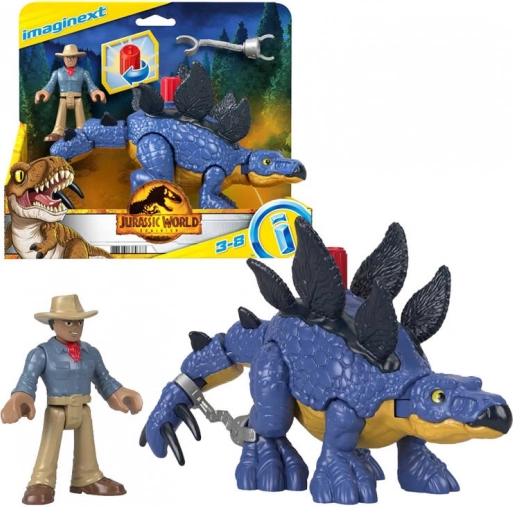 imaginext jurassic world stegosaurus og dr. grant – actionfigursæt