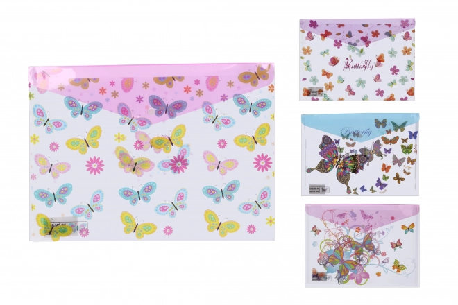 Mappe med trykknap 35,8x26 cm - Sommerfugl