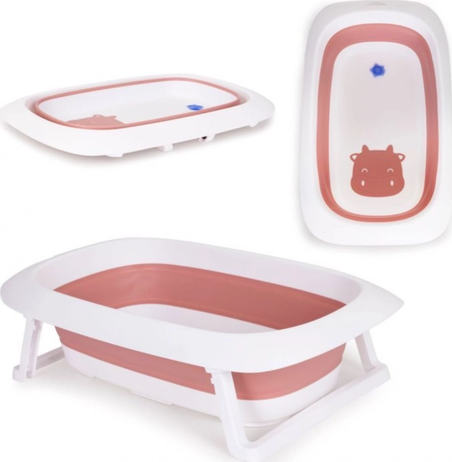 Sammenklappelig babybadekar med afløb Ecotoys – Rosa