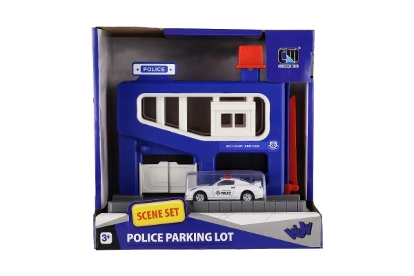 Politiets parkeringsgarage med bil