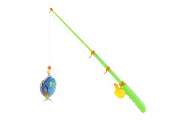 Fiskespil/fisker magnetisk plast 5stk+stang plast 39cm 2 farver på kort