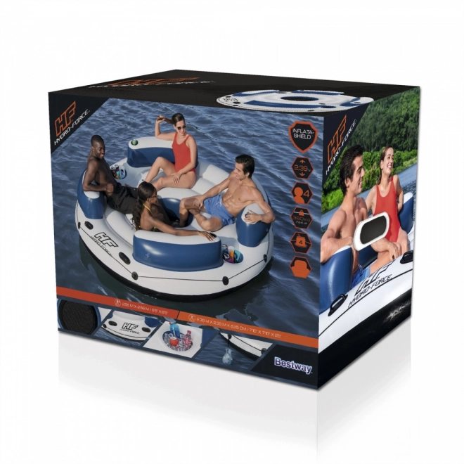 BESTWAY Lazy Dayz Oppustelig svømmeø for 4 personer 239x63,5 + netbund + 4 oppustelige støttepuder + 2 blinde passagerer