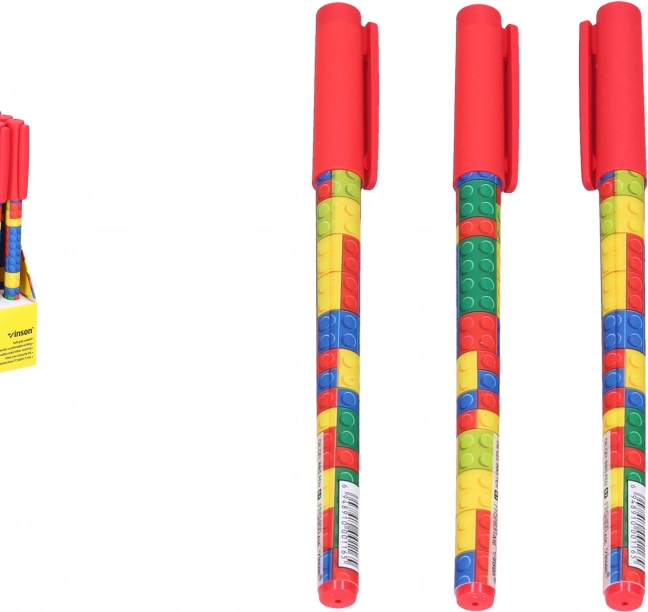 Kuglepen med blåt blæk 0,7 mm – ternet design