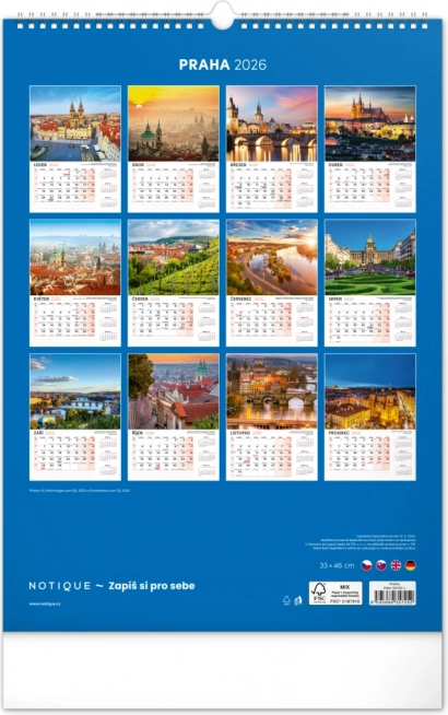 Vægkalender Prag 2026