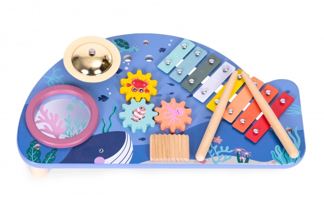 Musikbord med xylofon, bækkener, tamburin og rangle havverden ECOTOYS