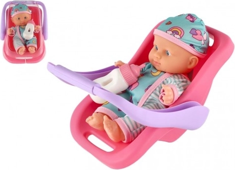 Dukkebaby 20 cm med bærestol og sutteflaske
